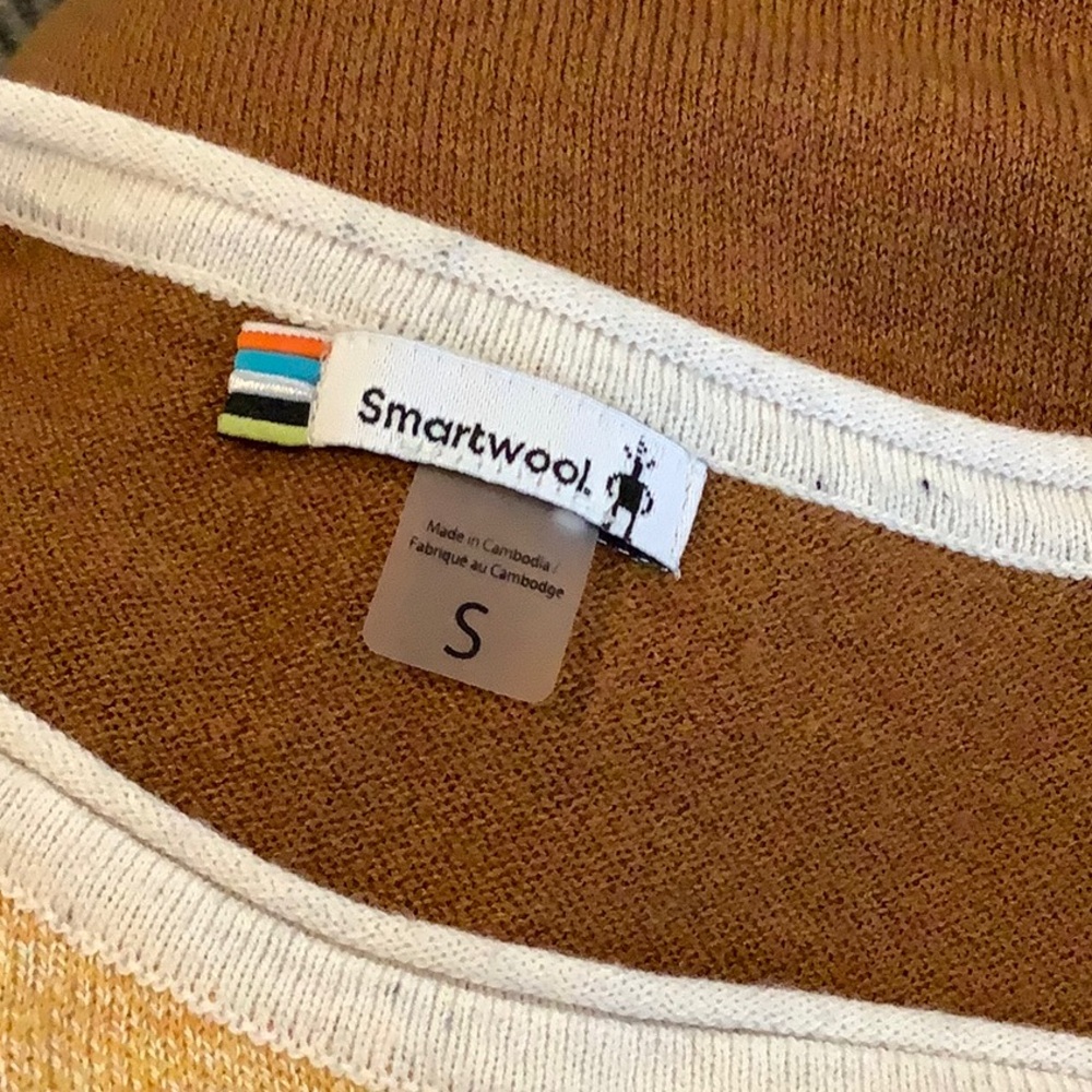 SMARTWOOL Womens Wool Blend Yellow Neutral Oversized Colorblock Spring Sweater S - Picture 7 of 9